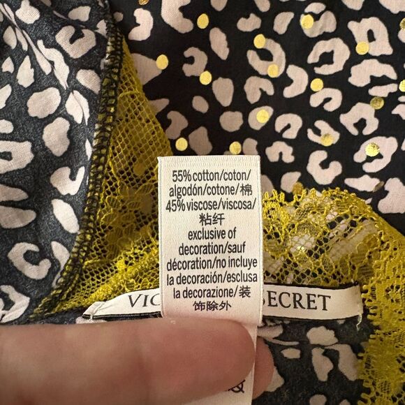 Victoria's Secret Leopard Print Camisole‎ Lace Trim Gold Metallic Sexy Size XL - Picture 5 of 5